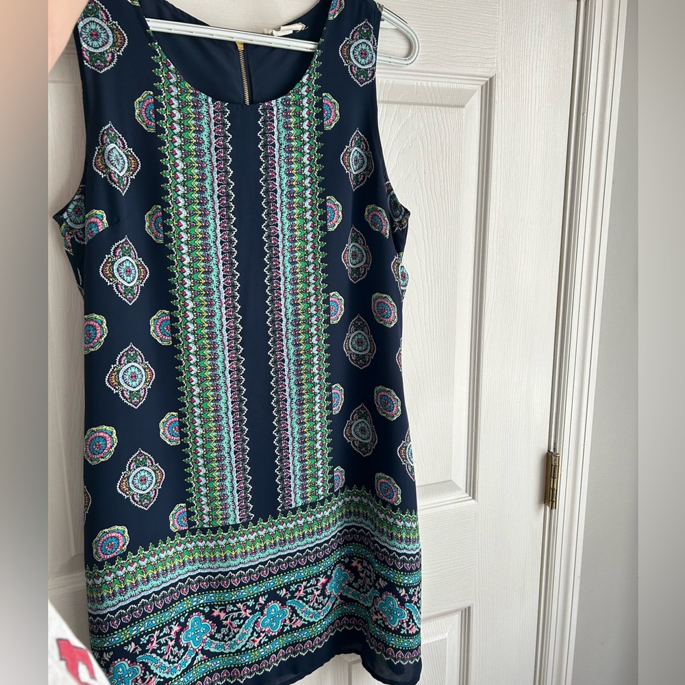 Artisan Ny blue colorful sleeveless sheath dress